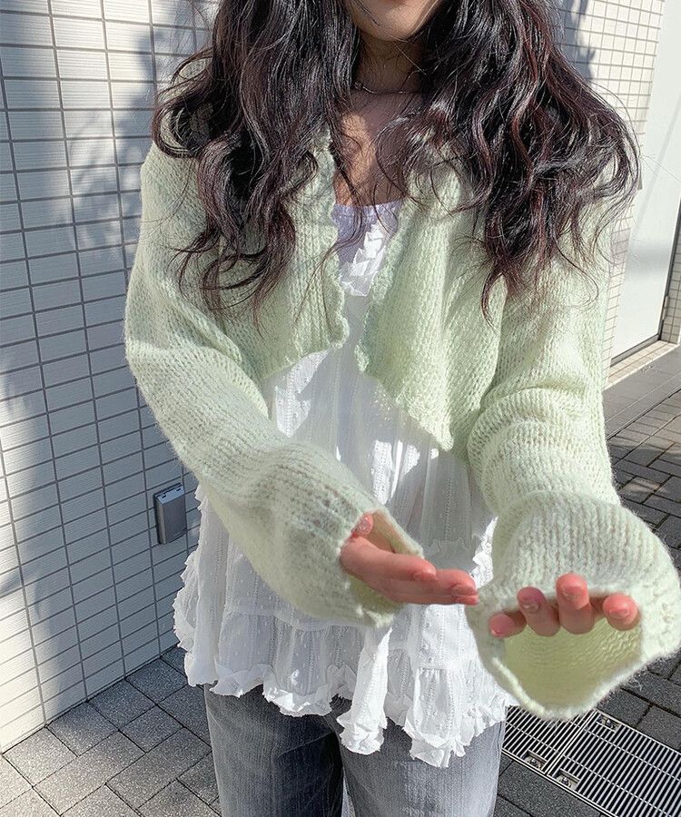 ウェーブニットボレロ GREEN