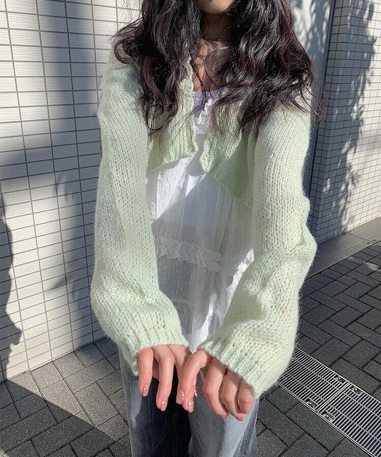 ウェーブニットボレロ GREEN