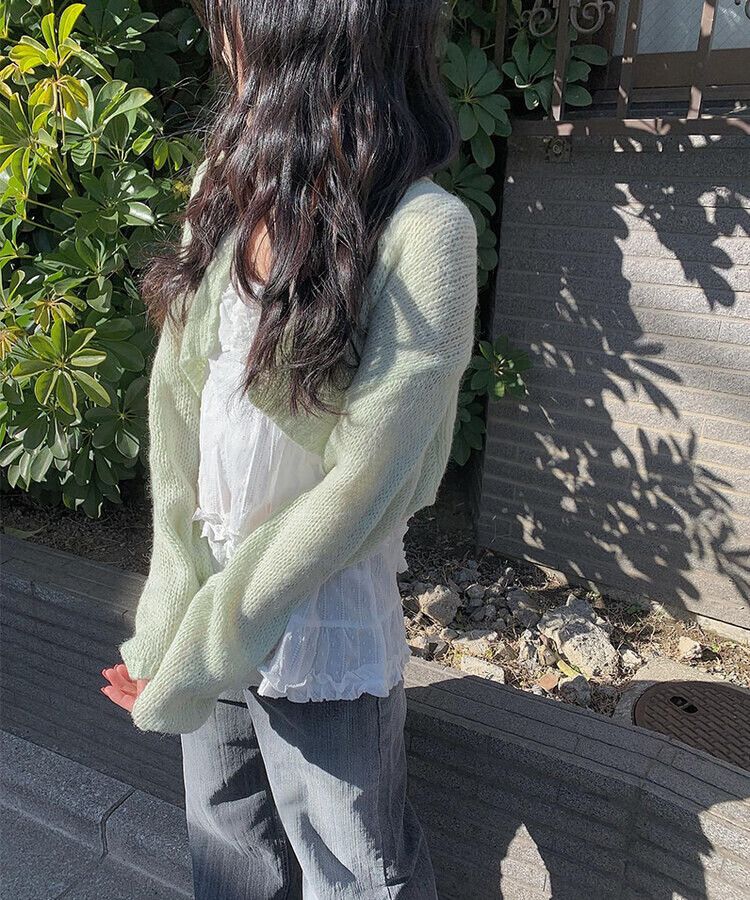 ウェーブニットボレロ GREEN