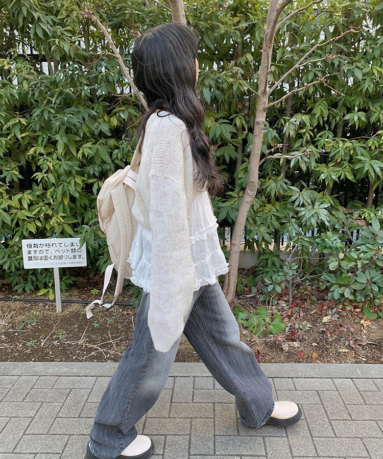 レースボタンハートネックキャミソール WHITE