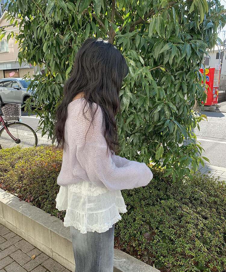 レースボタンハートネックキャミソール WHITE