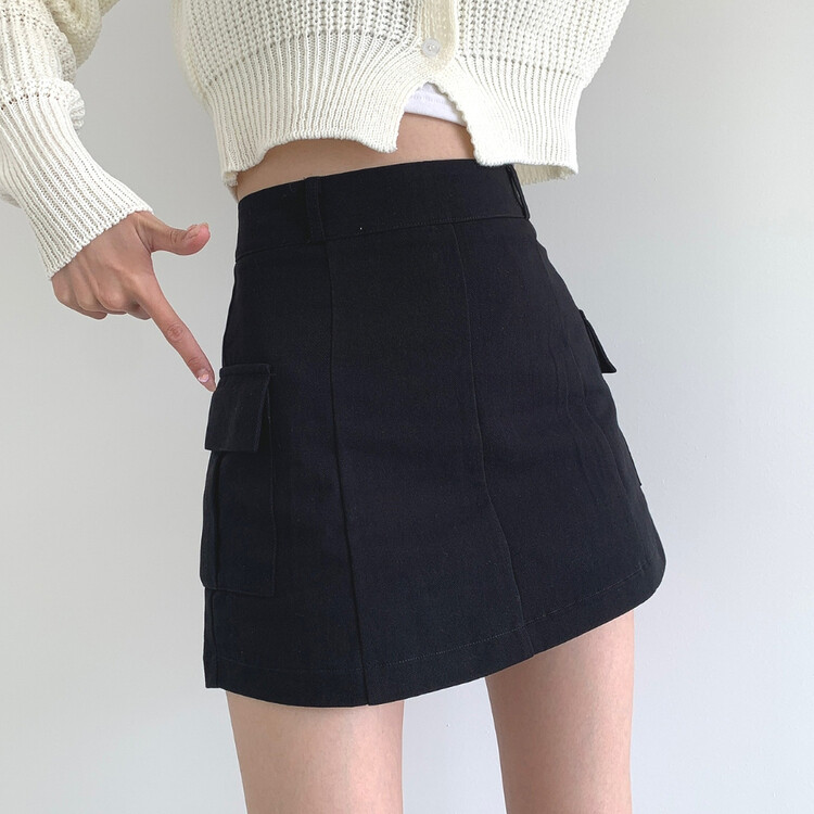 2XLY2K 속바지 내장 카고 포켓 골라입는 스커트 블랙