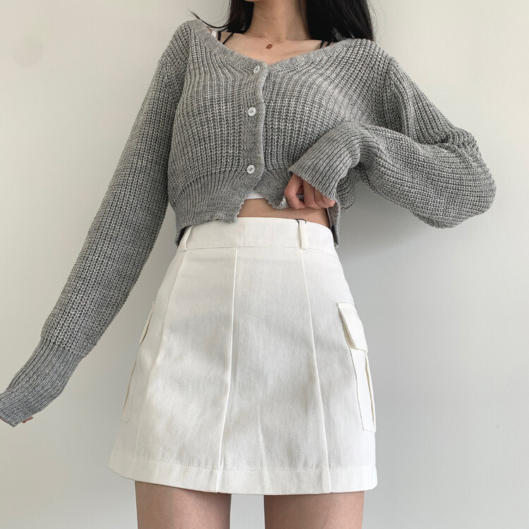 2XLY2K 속바지 내장 카고 포켓 골라입는 스커트 화이트