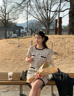 ツイード半袖ミニワンピース｜ミニワンピース｜韓国ファッション通販 SONA