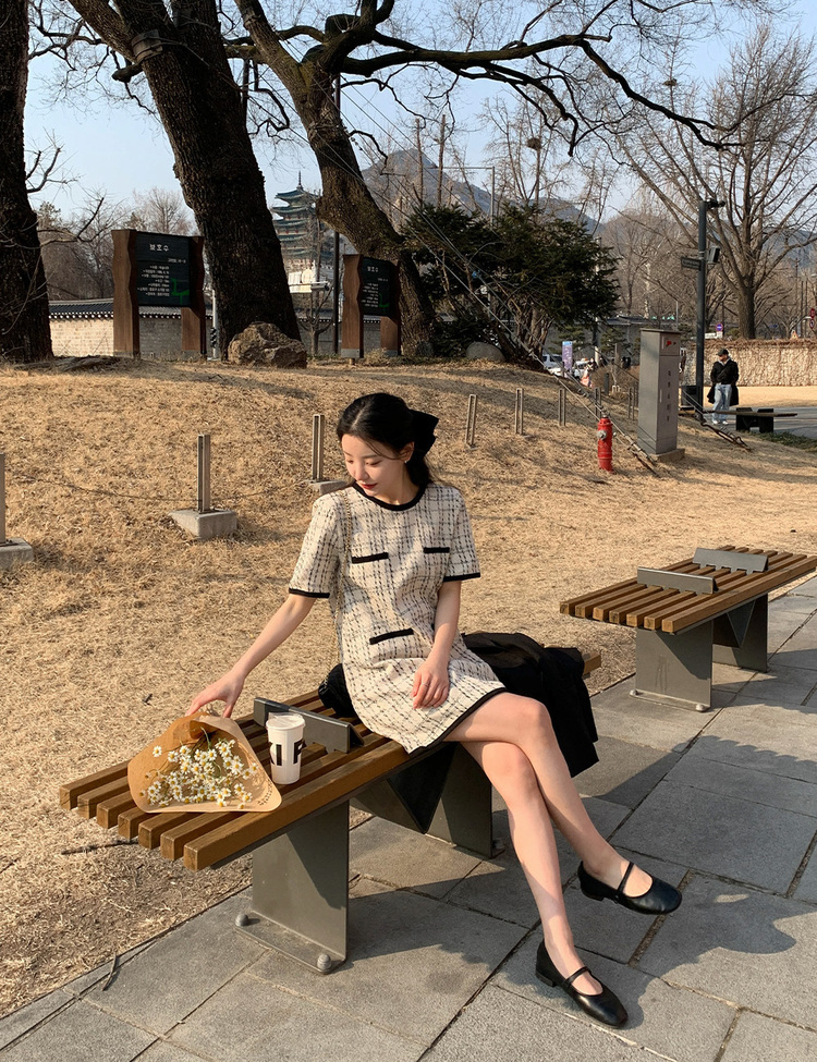 ツイード半袖ミニワンピース｜ミニワンピース｜韓国ファッション通販 SONA