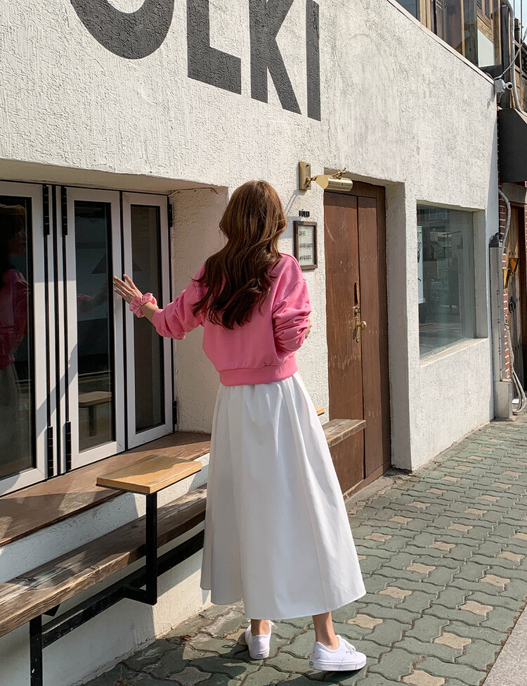 (4color/여리핏) 메이 플리츠 롱 스커트 아이보리