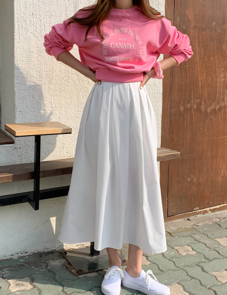 (4color/여리핏) 메이 플리츠 롱 스커트 아이보리