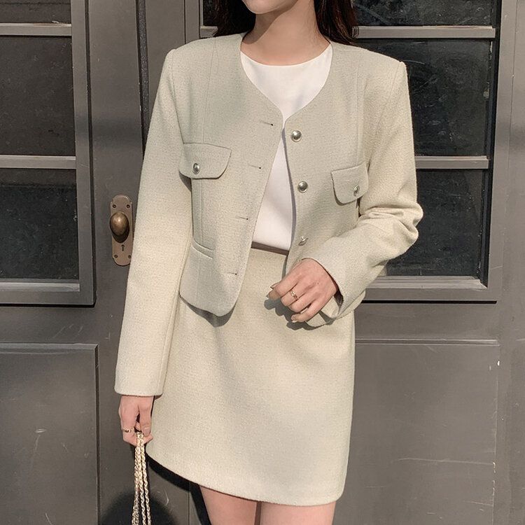 セミクロップド丈ツイードジャケット｜ジャケット｜韓国ファッション