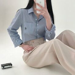 パンツ ハイウエストピンタックワイドスラックス BEIGE