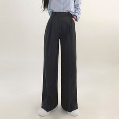 パンツ ハイウエストピンタックワイドスラックス GRAY