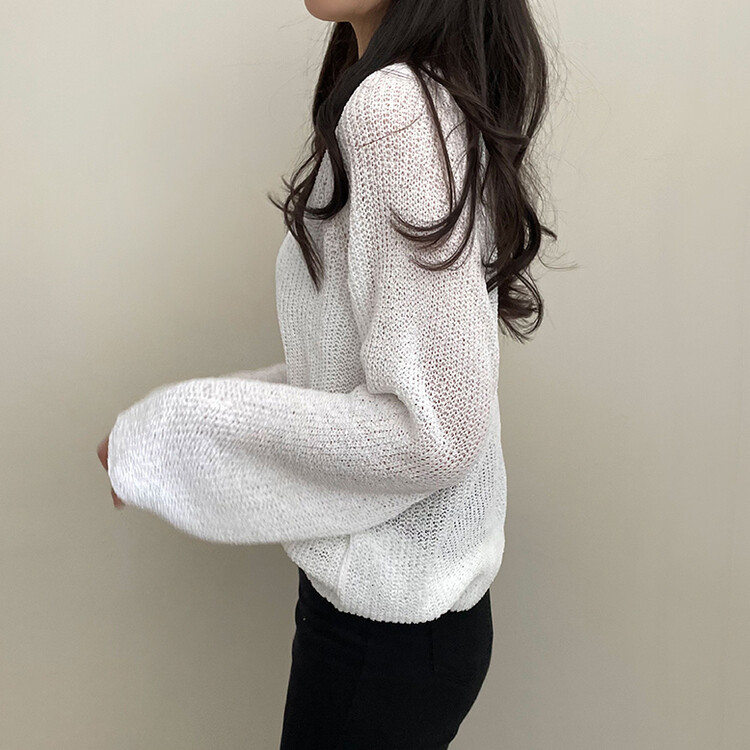 シースルーVネックルーズフィットニット8色｜ニット｜韓国ファッション
