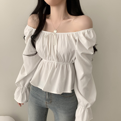 2WAYシャーリングフリルスクエアブラウス ホワイト