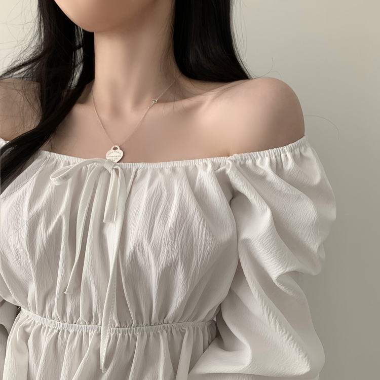 2WAYシャーリングフリルスクエアブラウス ホワイト