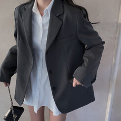 ベーシックボタンオーバーフィットジャケット5色 チャコール