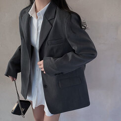 ベーシックボタンオーバーフィットジャケット5色 チャコール