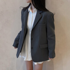 ベーシックボタンオーバーフィットジャケット5色 チャコール