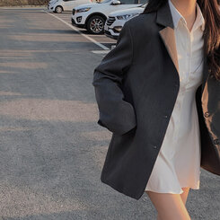 ベーシックボタンオーバーフィットジャケット5色 チャコール