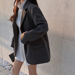 ベーシックボタンオーバーフィットジャケット5色 チャコール