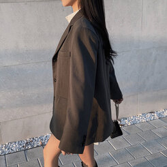 ベーシックボタンオーバーフィットジャケット5色 チャコール