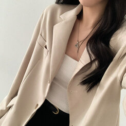 ベーシックボタンオーバーフィットジャケット5色 ベージュ