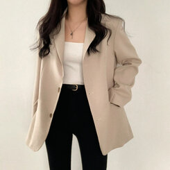 ベーシックボタンオーバーフィットジャケット5色 ベージュ