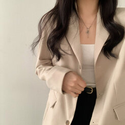 ベーシックボタンオーバーフィットジャケット5色 ベージュ