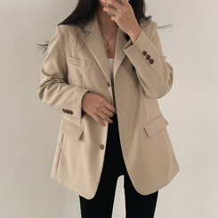 ベーシックボタンオーバーフィットジャケット5色 ベージュ