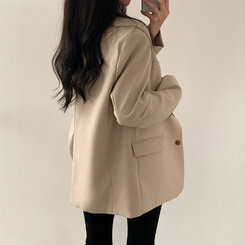 ベーシックボタンオーバーフィットジャケット5色 ベージュ