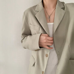 ベーシックボタンオーバーフィットジャケット5色 ミント