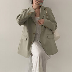 ベーシックボタンオーバーフィットジャケット5色 ミント