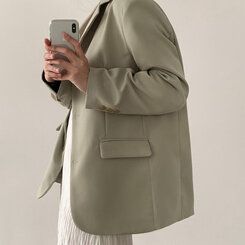 ベーシックボタンオーバーフィットジャケット5色 ミント