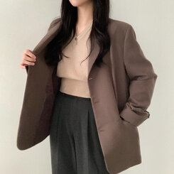 ベーシックボタンオーバーフィットジャケット5色 モカ