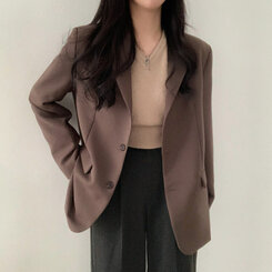 ベーシックボタンオーバーフィットジャケット5色 モカ