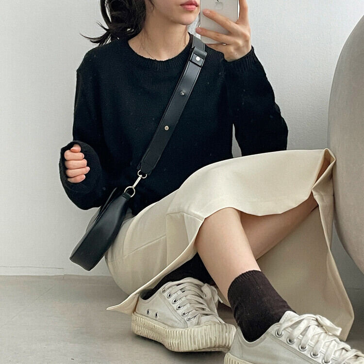 ベーシックピンタックAラインロングスカート クリーム