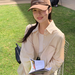 ポケット付きコットンシャツ BEIGE