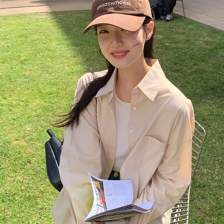 ポケット付きコットンシャツ BEIGE