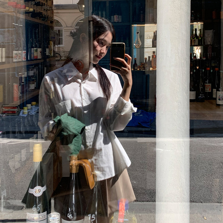 ポケット付きコットンシャツ IVORY