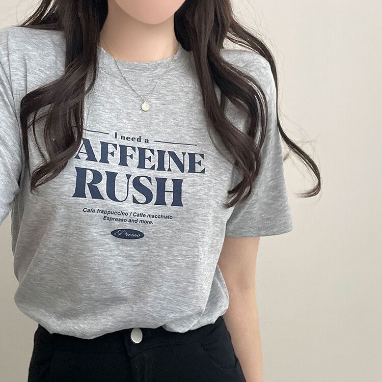 半袖Tシャツ RUSHレタリングルーズフィットTシャツ メランジ