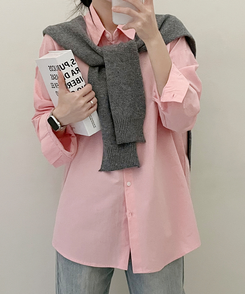 ベーシックオーバーフィットシャツ5色 PINK