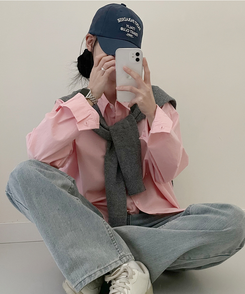 ベーシックオーバーフィットシャツ5色 PINK