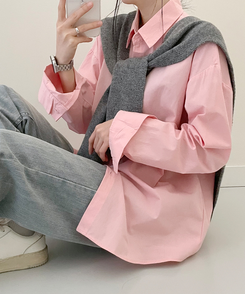 ベーシックオーバーフィットシャツ5色 PINK