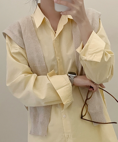 ベーシックオーバーフィットシャツ5色 YELLOW