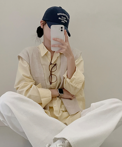 ベーシックオーバーフィットシャツ5色 YELLOW