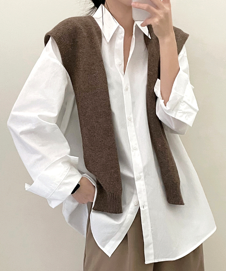 ベーシックオーバーフィットシャツ5色 IVORY