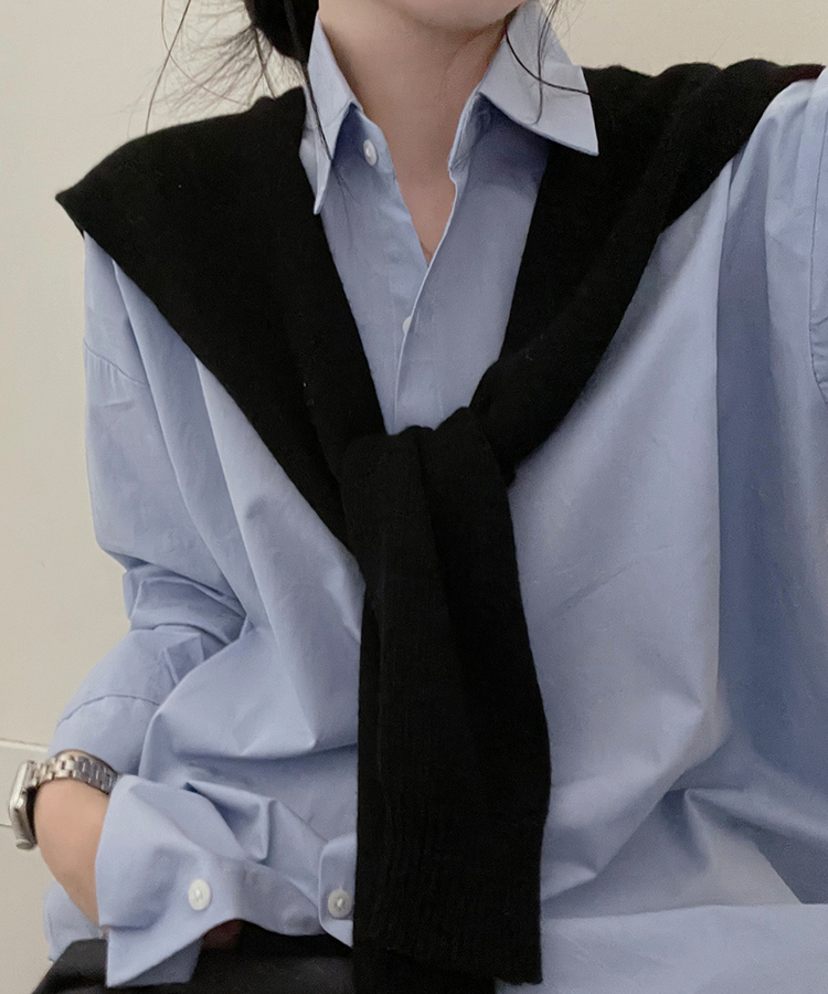 ベーシックオーバーフィットシャツ5色 SKY BLUE