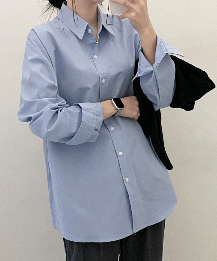ベーシックオーバーフィットシャツ5色 SKY BLUE