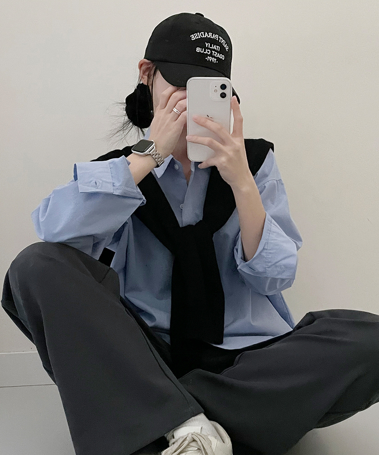 ベーシックオーバーフィットシャツ5色 SKY BLUE