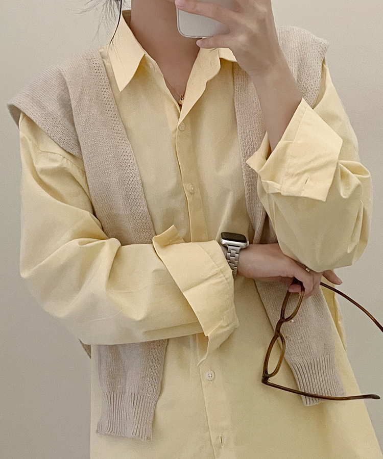 ベーシックオーバーフィットシャツ5色 YELLOW