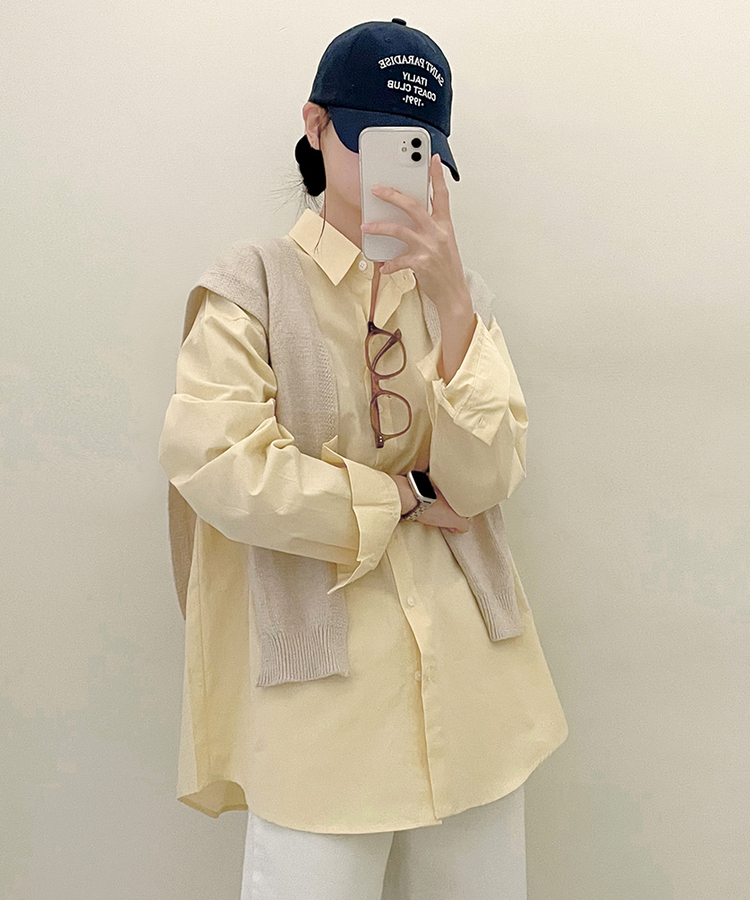 ベーシックオーバーフィットシャツ5色 YELLOW