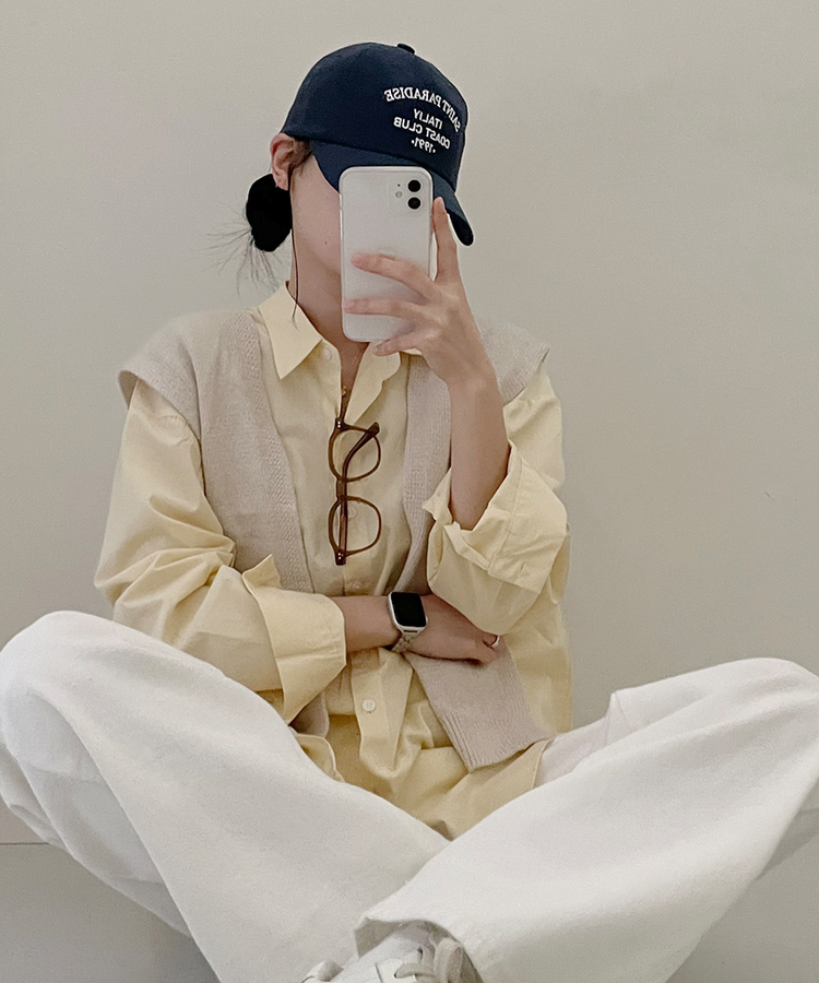 ベーシックオーバーフィットシャツ5色 YELLOW